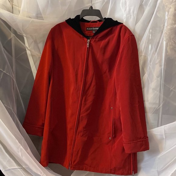 Ladies Red Fleet Street Hooded Coat - Picture 1 of 9